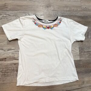 Vintage Kikit Floral Paisley Embroidered Shirt Boho Grandmacore Size Small